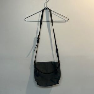 Small leather cross body bag gray color